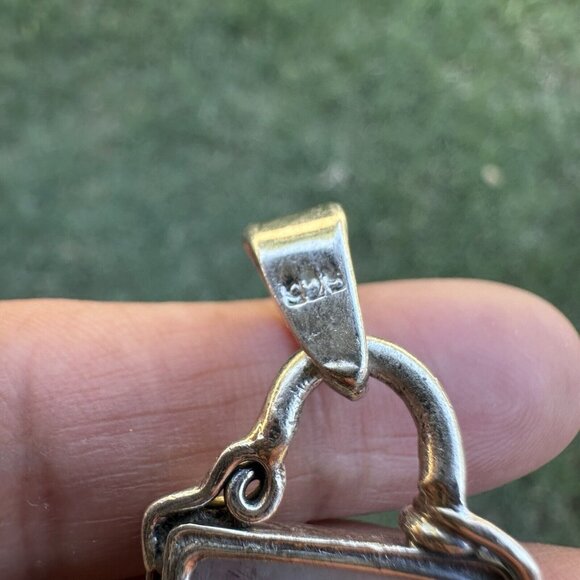 VTG Artisan Pendant 2" Moonstone Labradorite Gemstone Ornate 925 Sterling 16.9g‎ - Picture 4 of 8